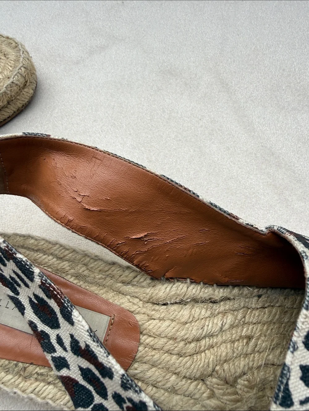 Stella McCartney Brown and White Leopard Espadrille Slides